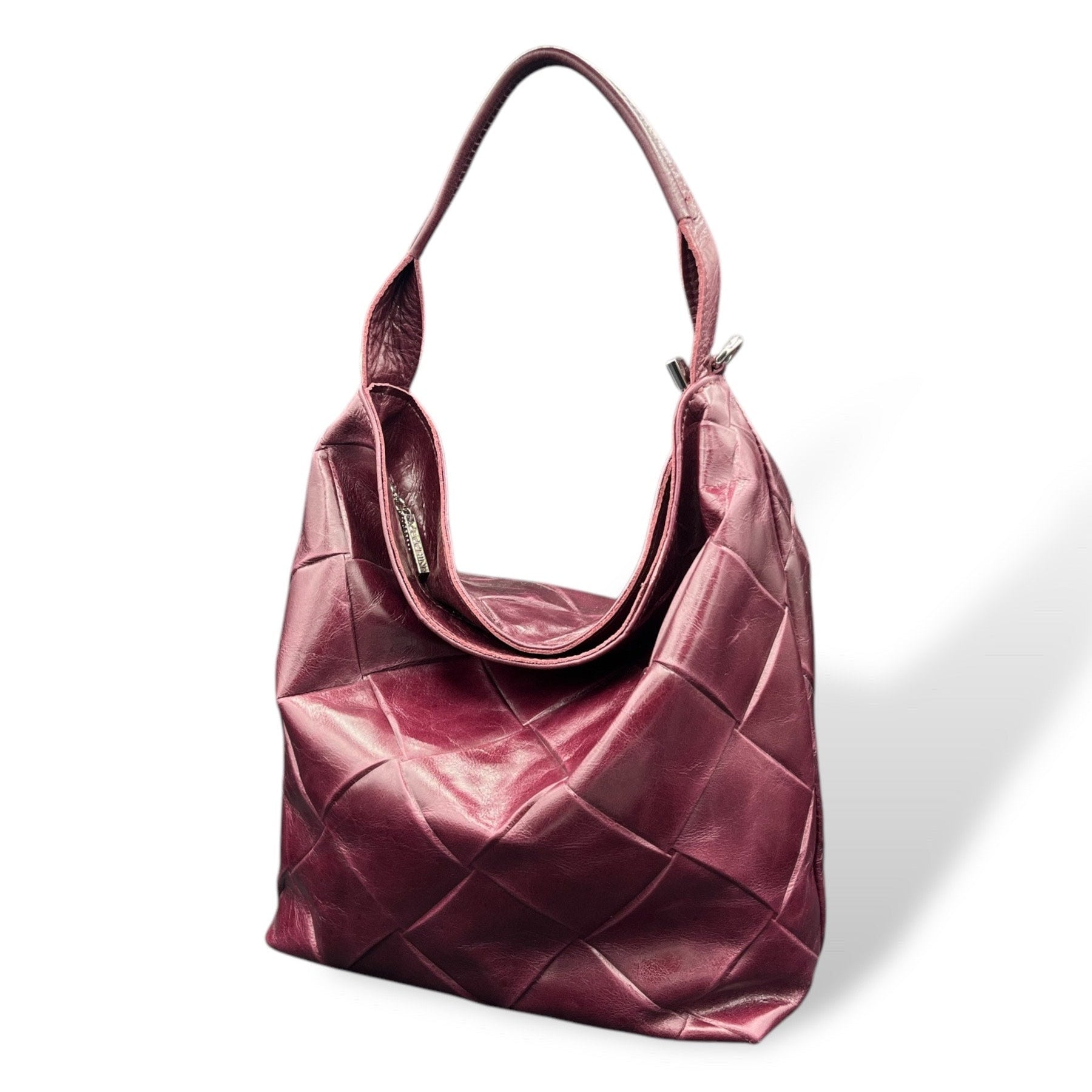 SACCA EMPIRE small - Women's square embossed calf leather shoulder bag