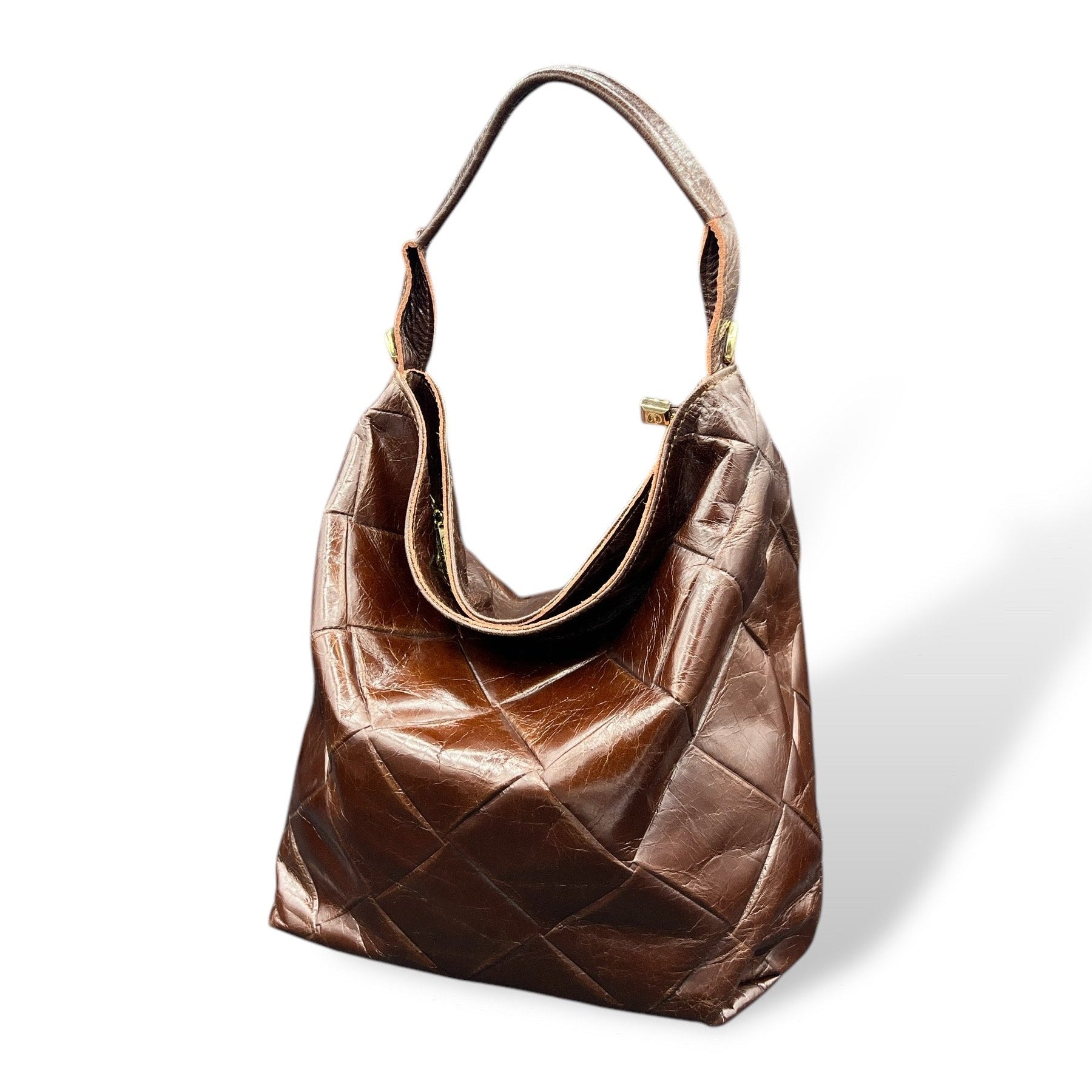 SACCA EMPIRE small - Women's square embossed calf leather shoulder bag