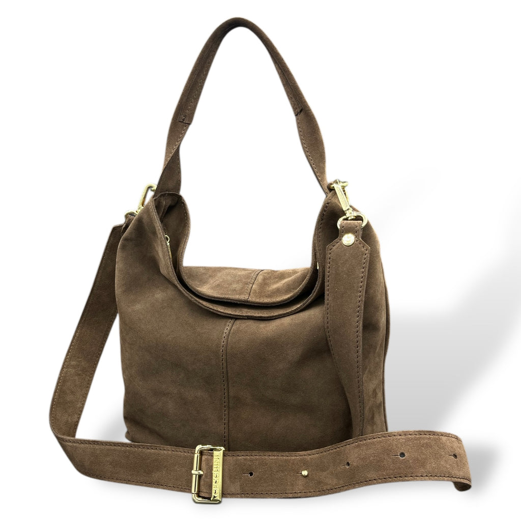 SACCA EMPIRE small - Women's suede calf leather shoulder bag