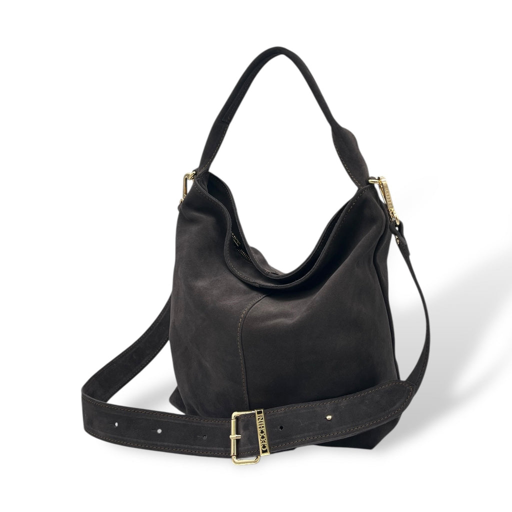 SACCA EMPIRE small - Women's suede calf leather shoulder bag