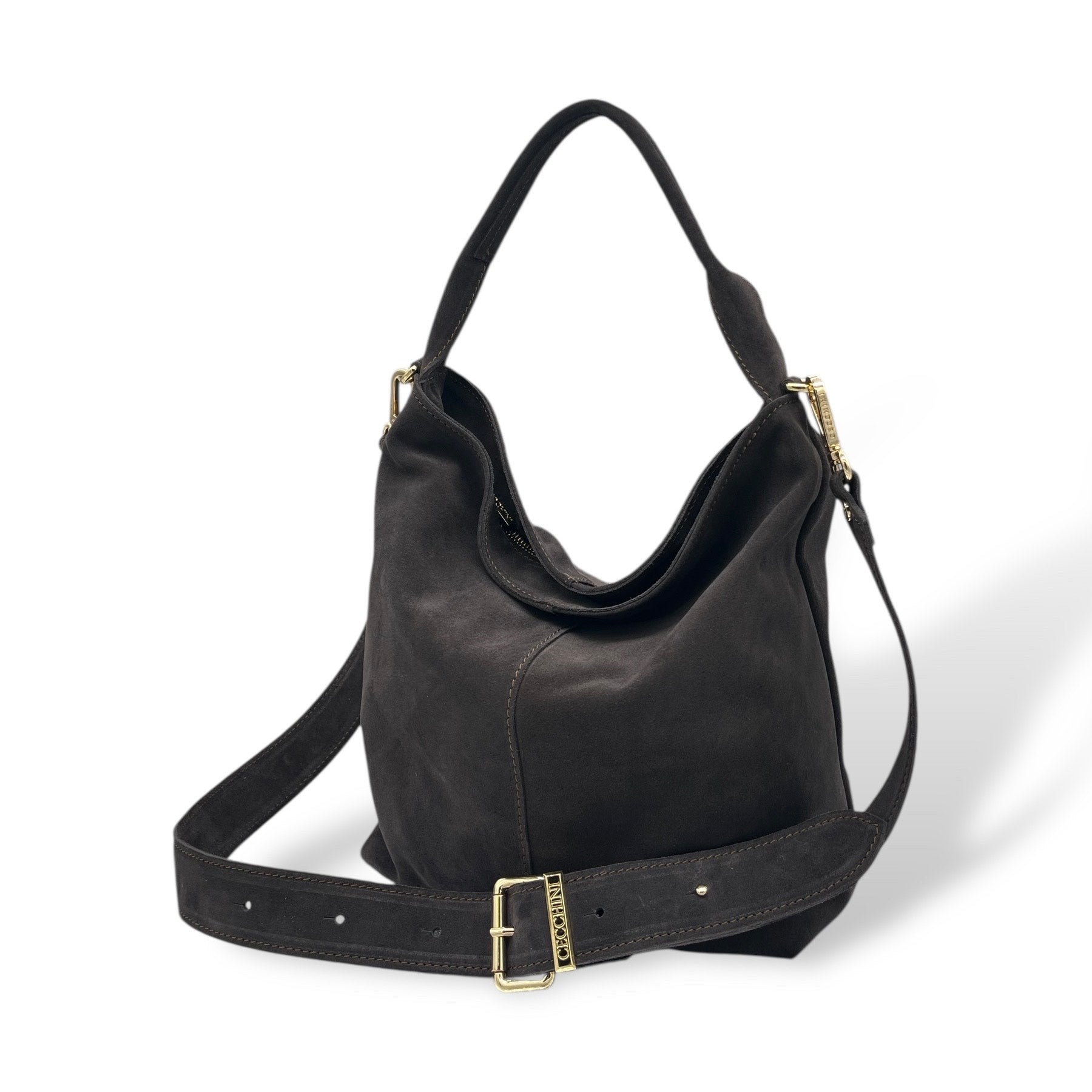 SACCA EMPIRE small - Women's suede calf leather shoulder bag
