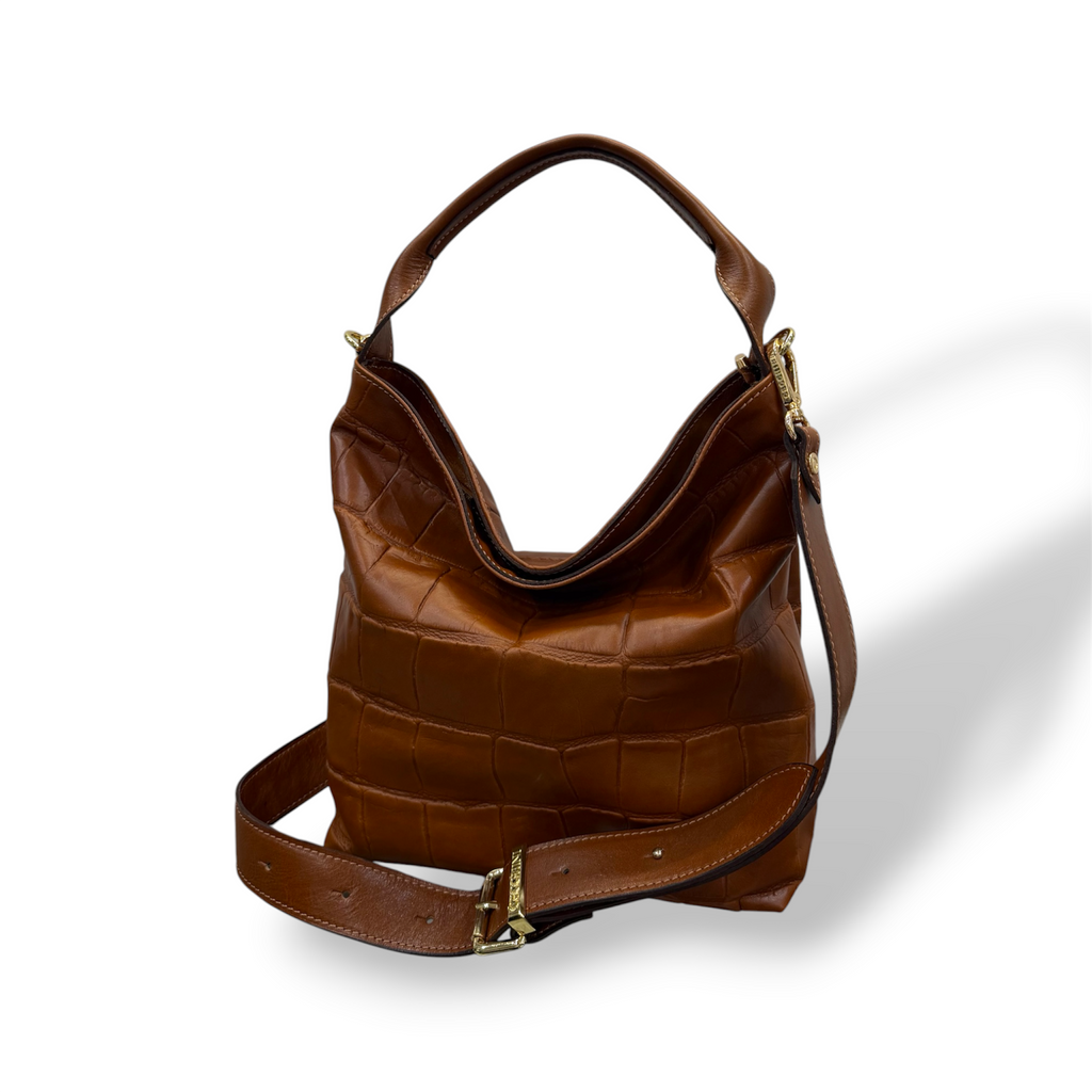 SACCA EMPIRE small - Women's crocodile smooth calf leather shoulder bag