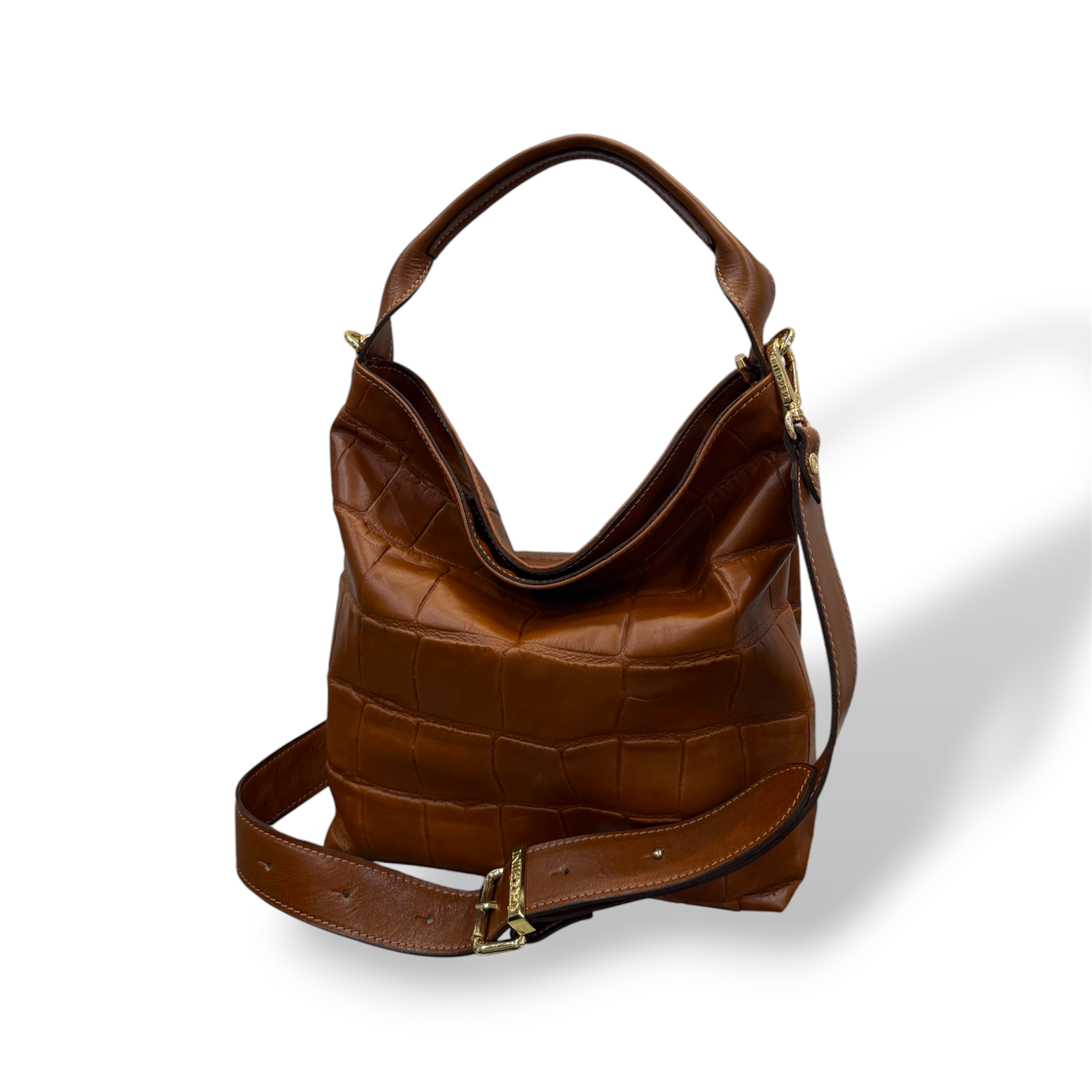 SACCA EMPIRE small - Women's crocodile smooth calf leather shoulder bag