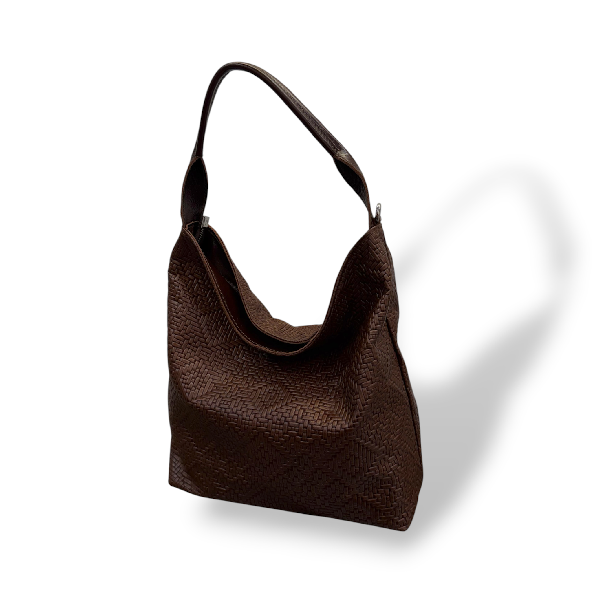 SACCA EMPIRE small - Women's woven embossed calf leather shoulder bag