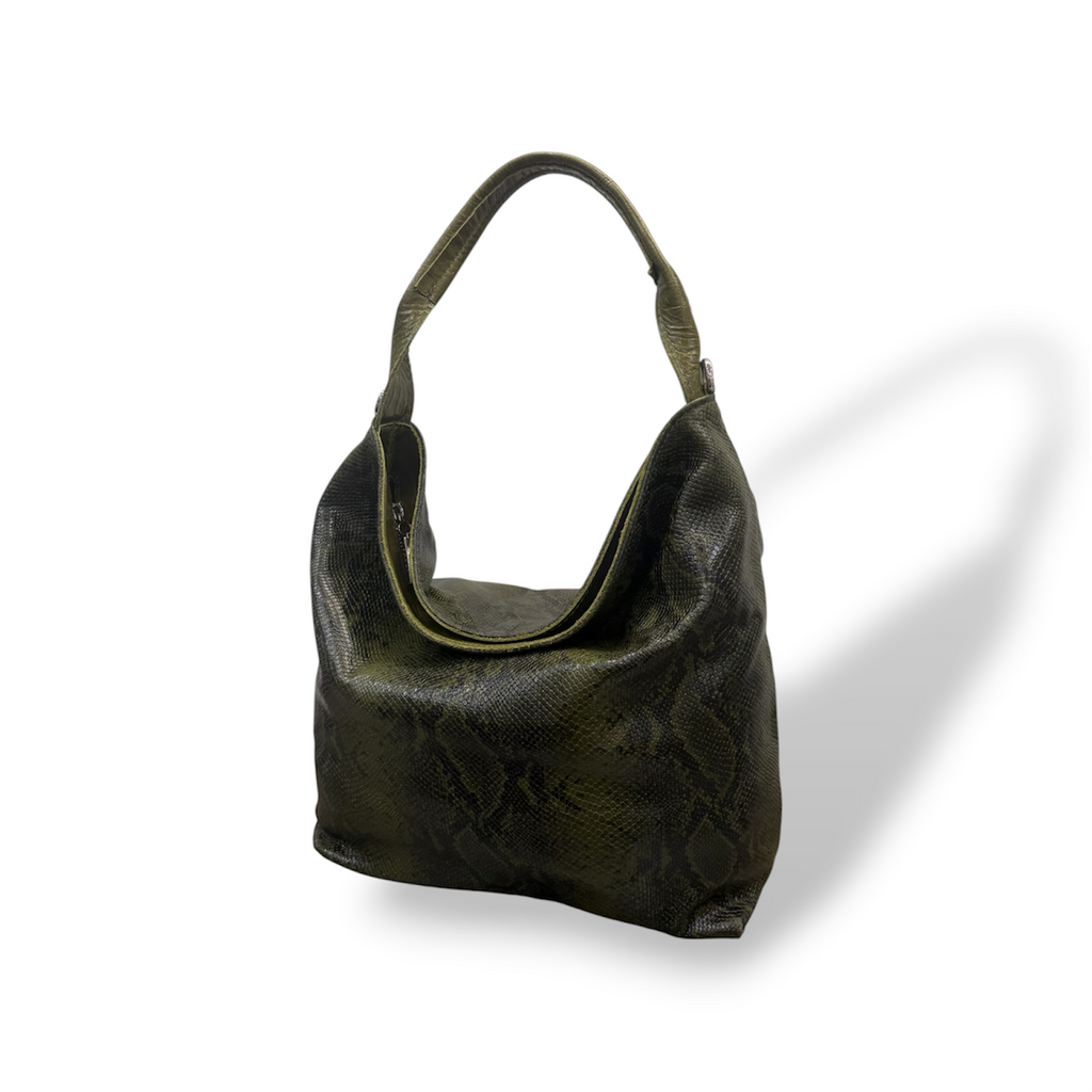 SACCA EMPIRE small - Women's python embossed calf leather shoulder bag