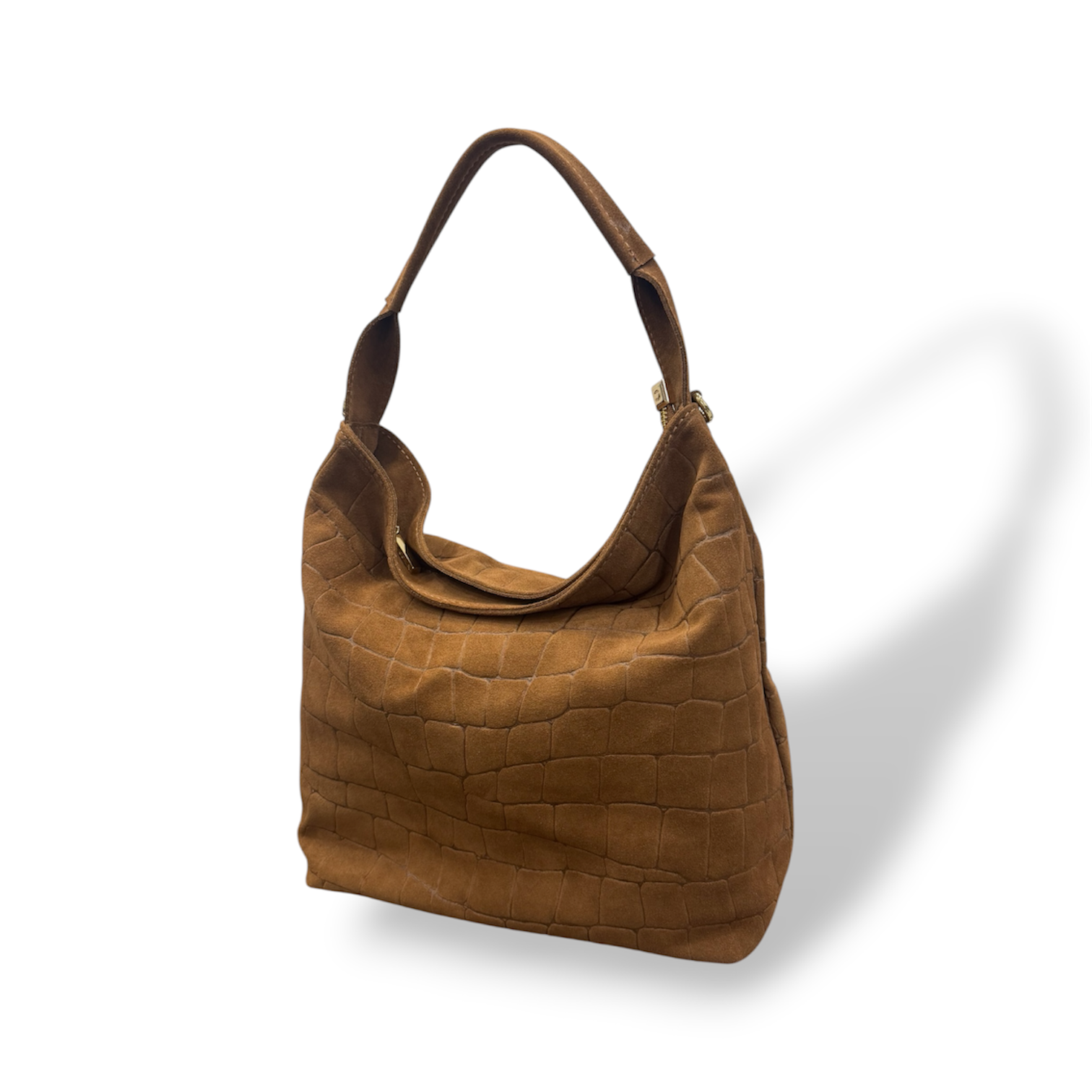 SACCA EMPIRE small - Women's crocodile suede calf leather shoulder bag