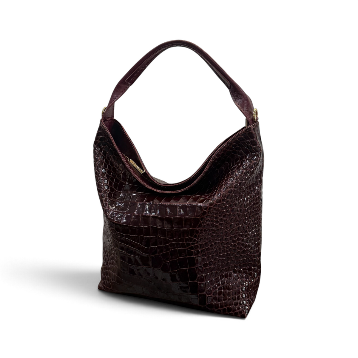 SACCA EMPIRE small - Women's crocodile embossed calf leather shoulder bag
