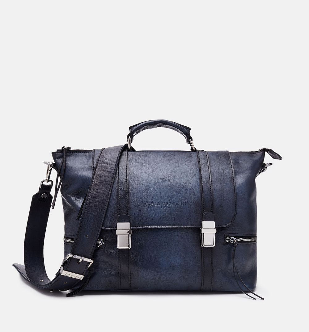 BLUE LEATHER CROSSBODY BAG