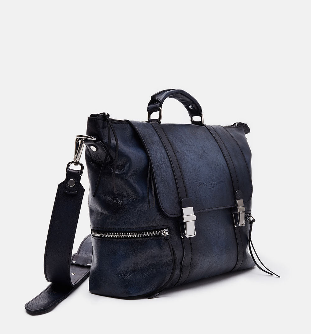 BLUE LEATHER CROSSBODY BAG