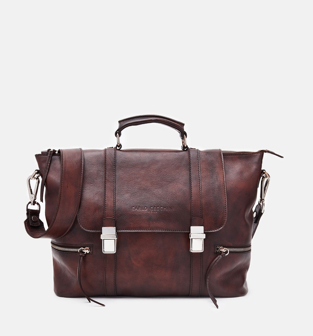 BROWN LEATHER CROSSBODY BAG
