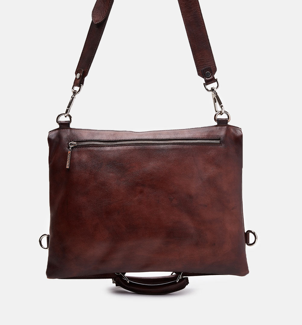 Men's brown crust calf leather crossbody bag - TOWER