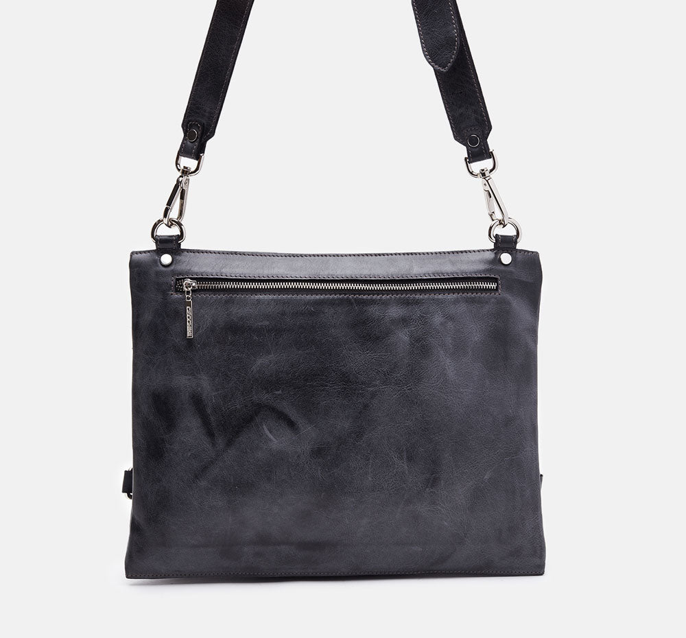 Men's anthracite Montana Calf Leather Crossbody Bag - TOWER
