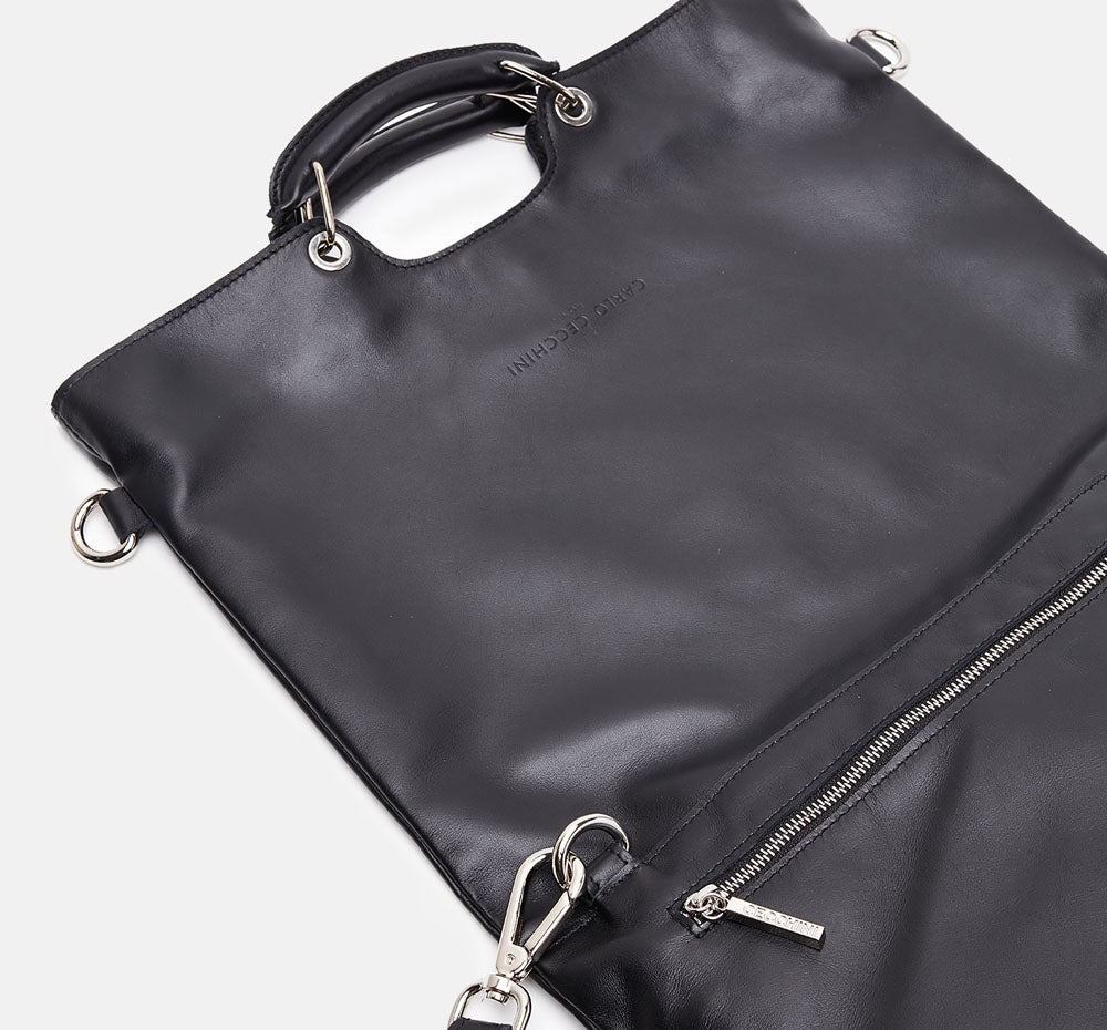 Men's Tresor black calf leather crossbody bag - TOWER
