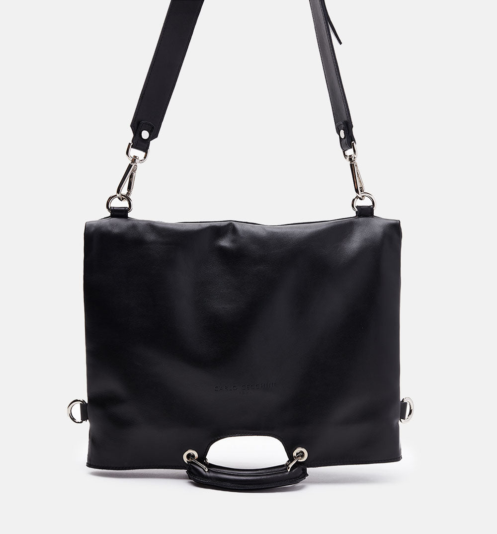 Men's Tresor black calf leather crossbody bag - TOWER