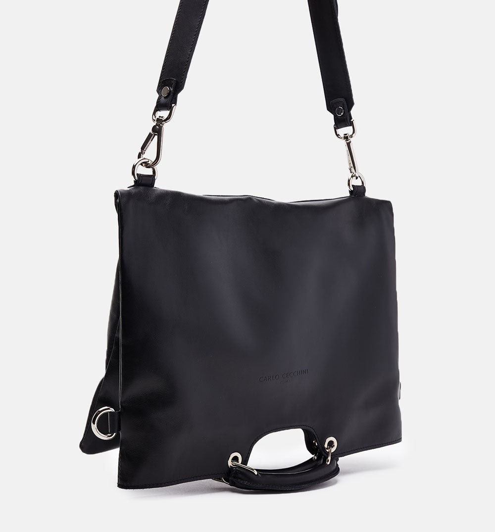 Men's Tresor black calf leather crossbody bag - TOWER