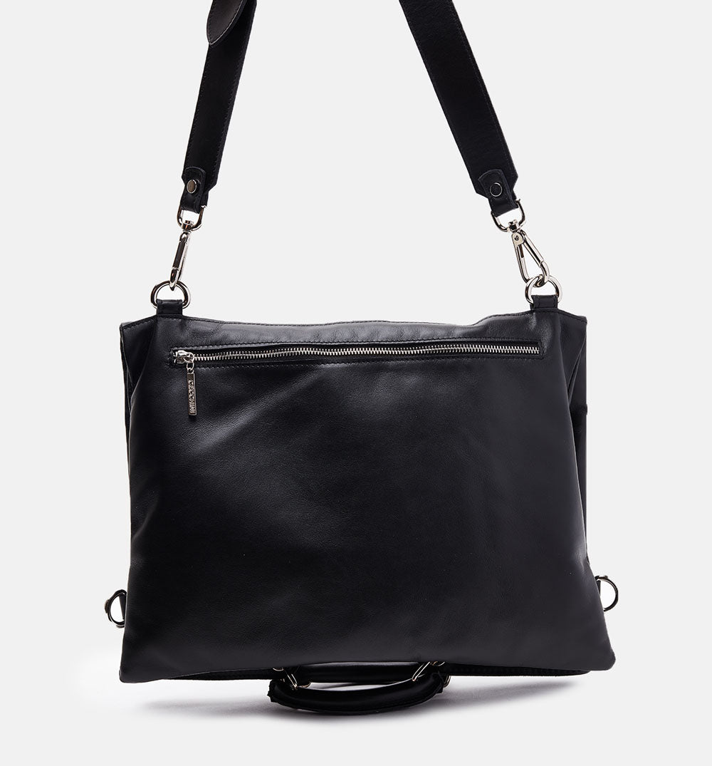 Men's Tresor black calf leather crossbody bag - TOWER