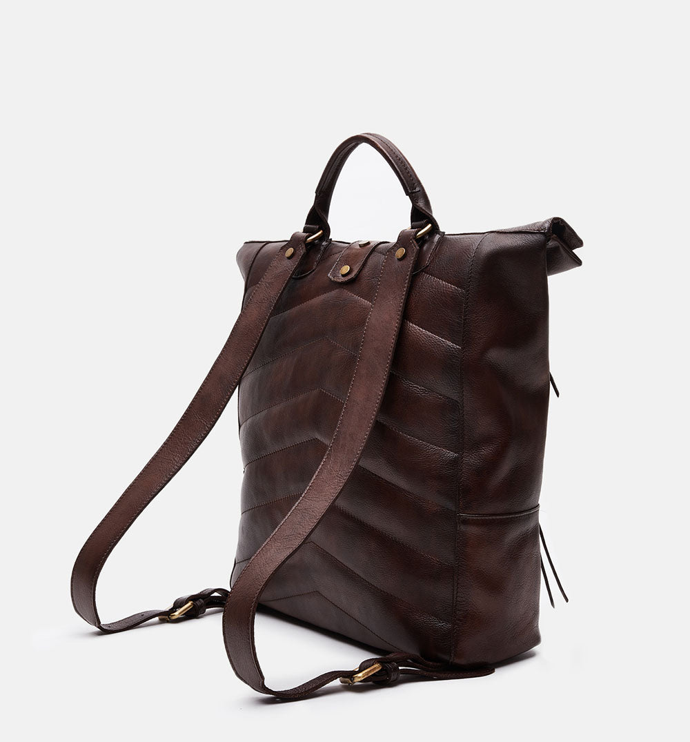 Men's brown buffered crust calf leather backpack - ZRPL