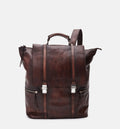 Men's brown buffered crust calf leather backpack - ZX