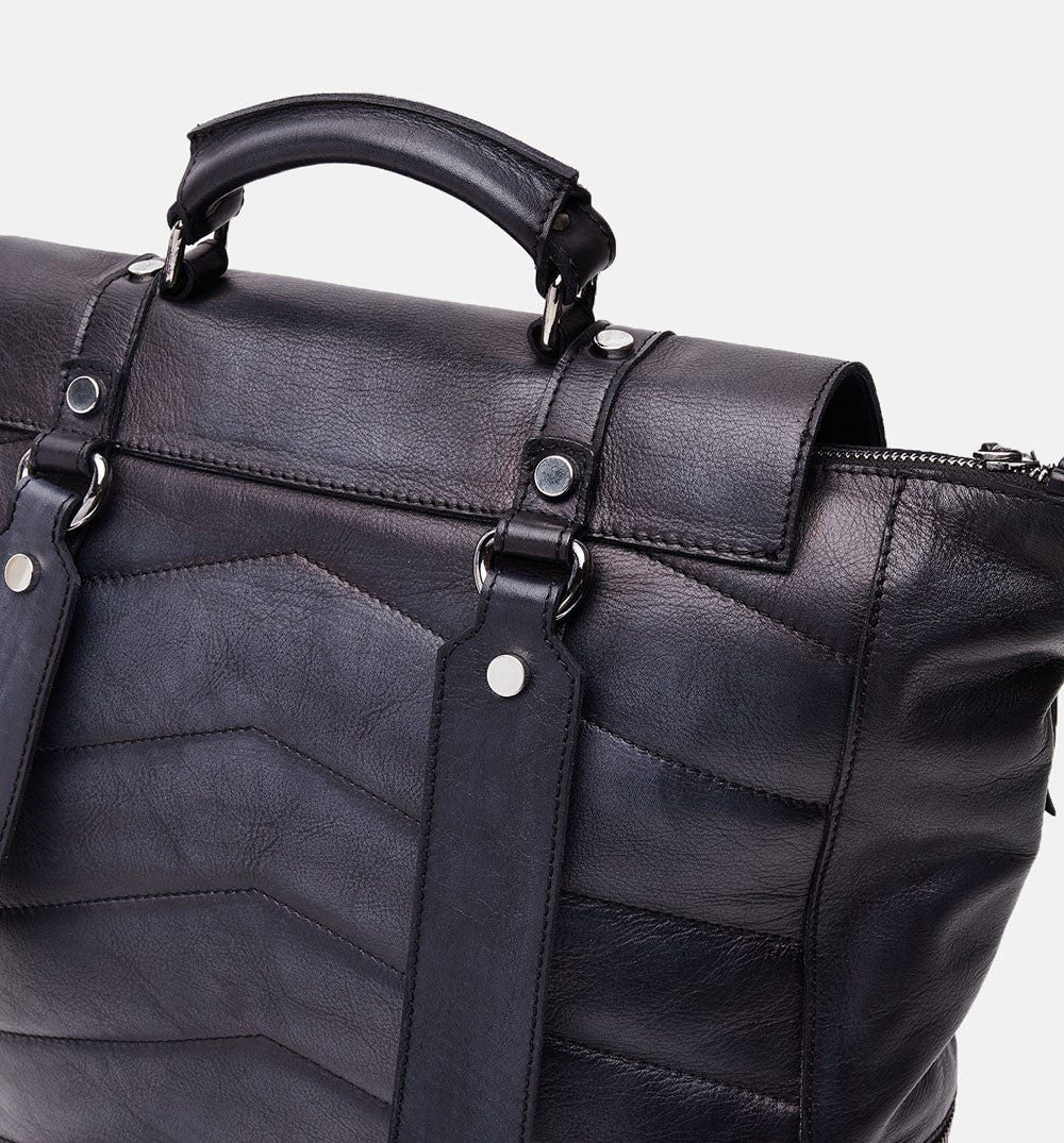 Men's black Montana brushed calf leather backpack