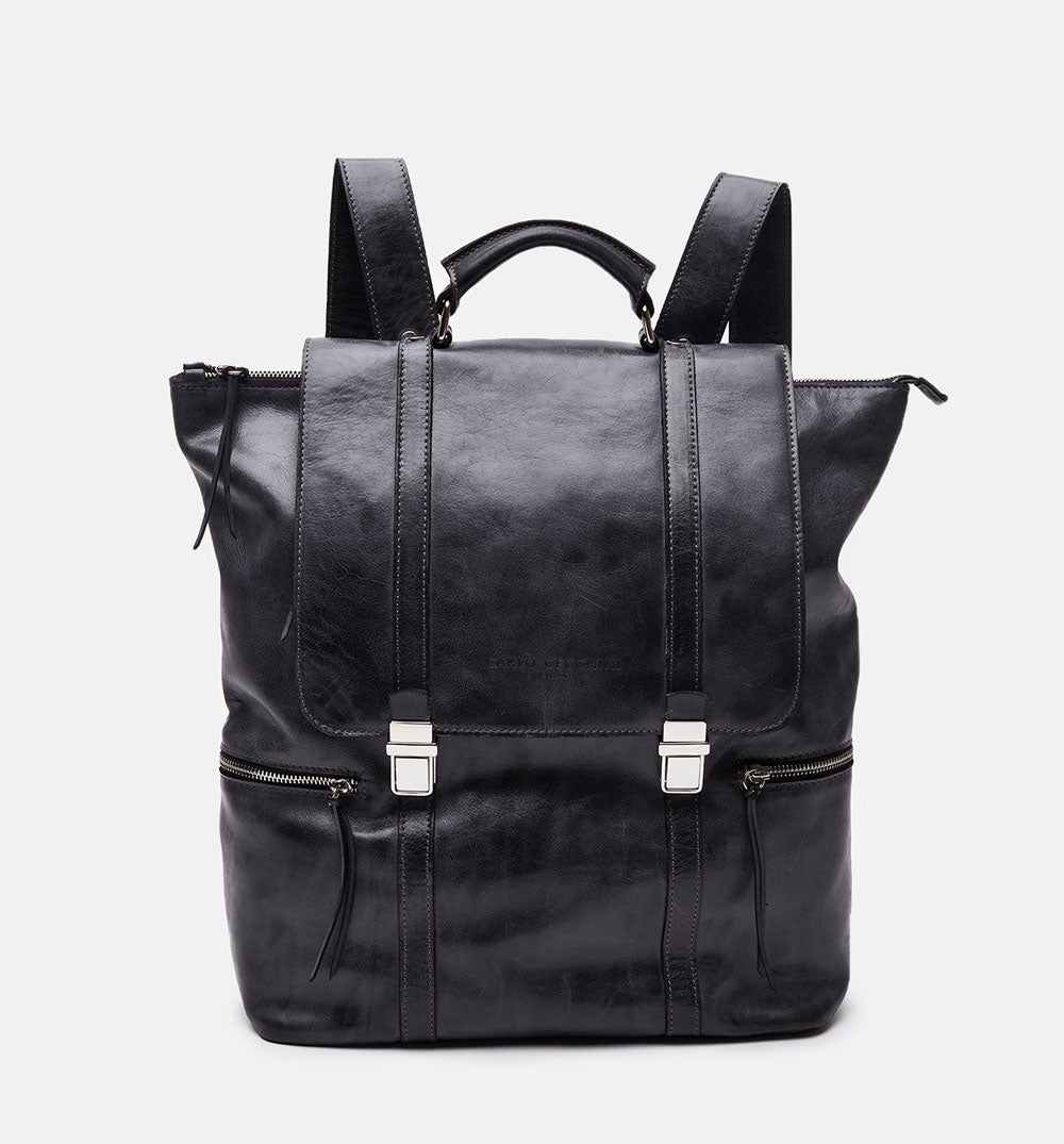 Men's black Montana brushed calf leather backpack - ZX