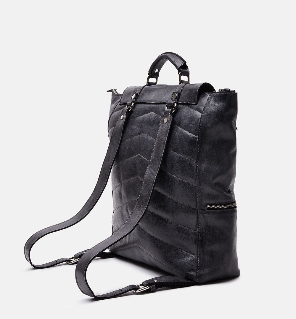Men's black Montana brushed calf leather backpack - ZX