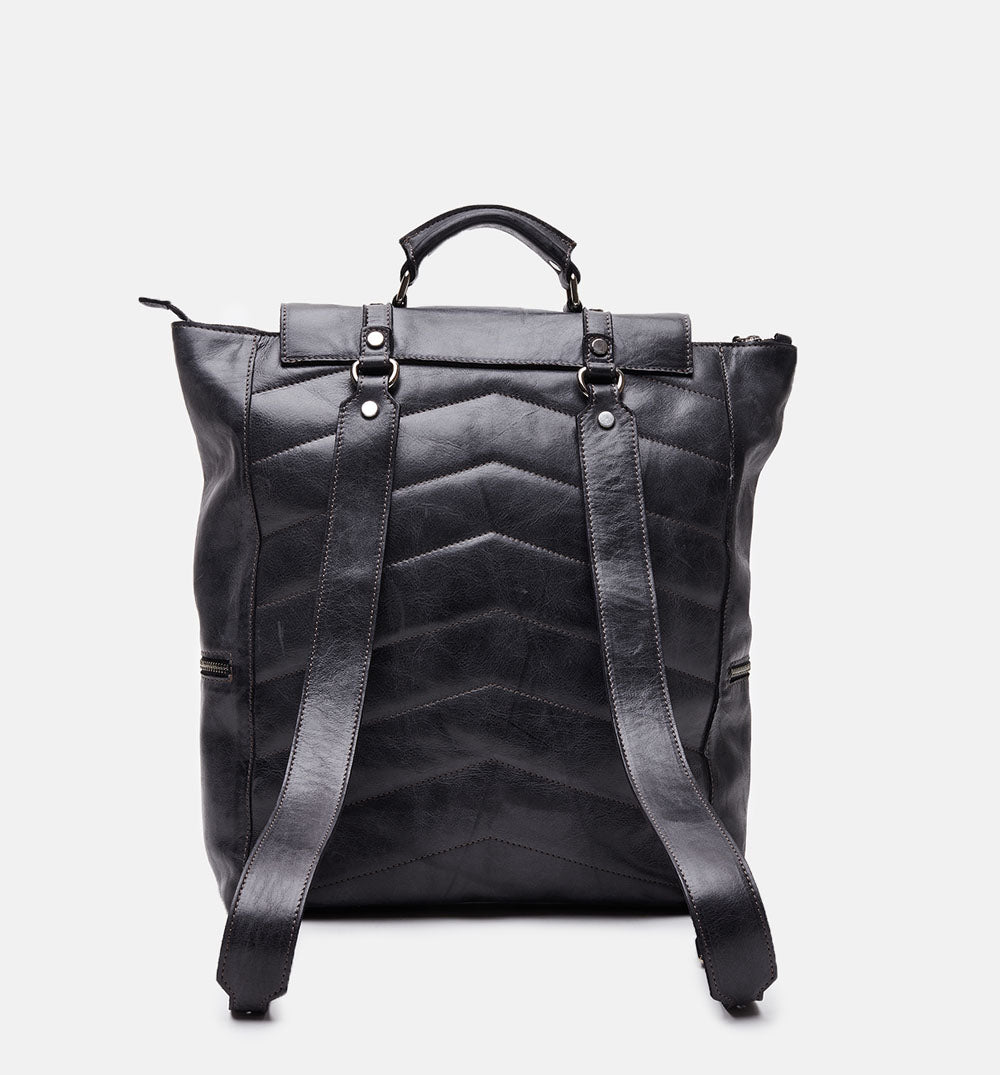 Men's black Montana brushed calf leather backpack - ZX